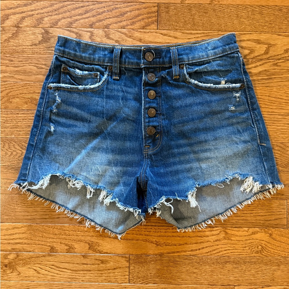 Abercrombie High Rise Mom Jean Shorts Button Fly